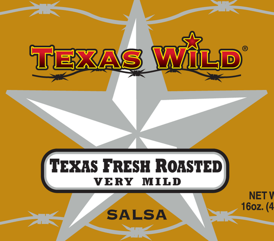 Texas Wild™ Texas Fresh Roasted Salsa label. Visit Texas Wild Brand online.