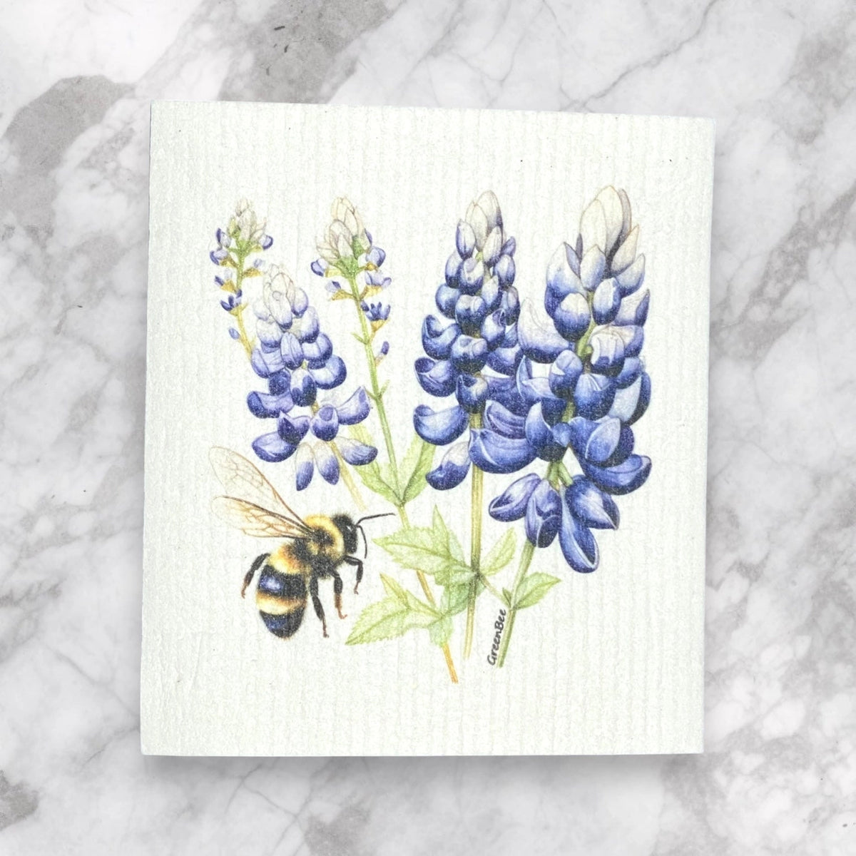 Bee & Bluebonnets Swedish Dishcloth NEW