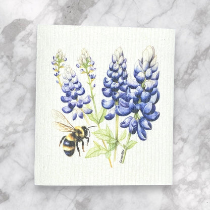 Bee & Bluebonnets Swedish Dishcloth NEW