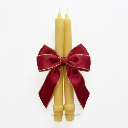 Hand made in Texas 100% natural beeswax tapered 10" candlesticks  limited supply available online at TexasWildBrand.com
