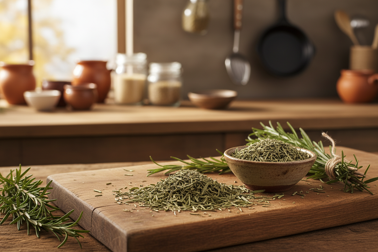 Texas Hill Country dried rosemary herb leaves for culinary baking and cooking. View available kitchen items online at Texas Wild of Fredericksburg.