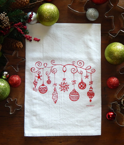 Kitchen Towel: Vintage Christmas Ornaments