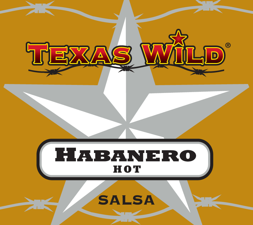 Texas Wild™ Habanero hot salsa product label.  Visit Texas Wild Brand online.