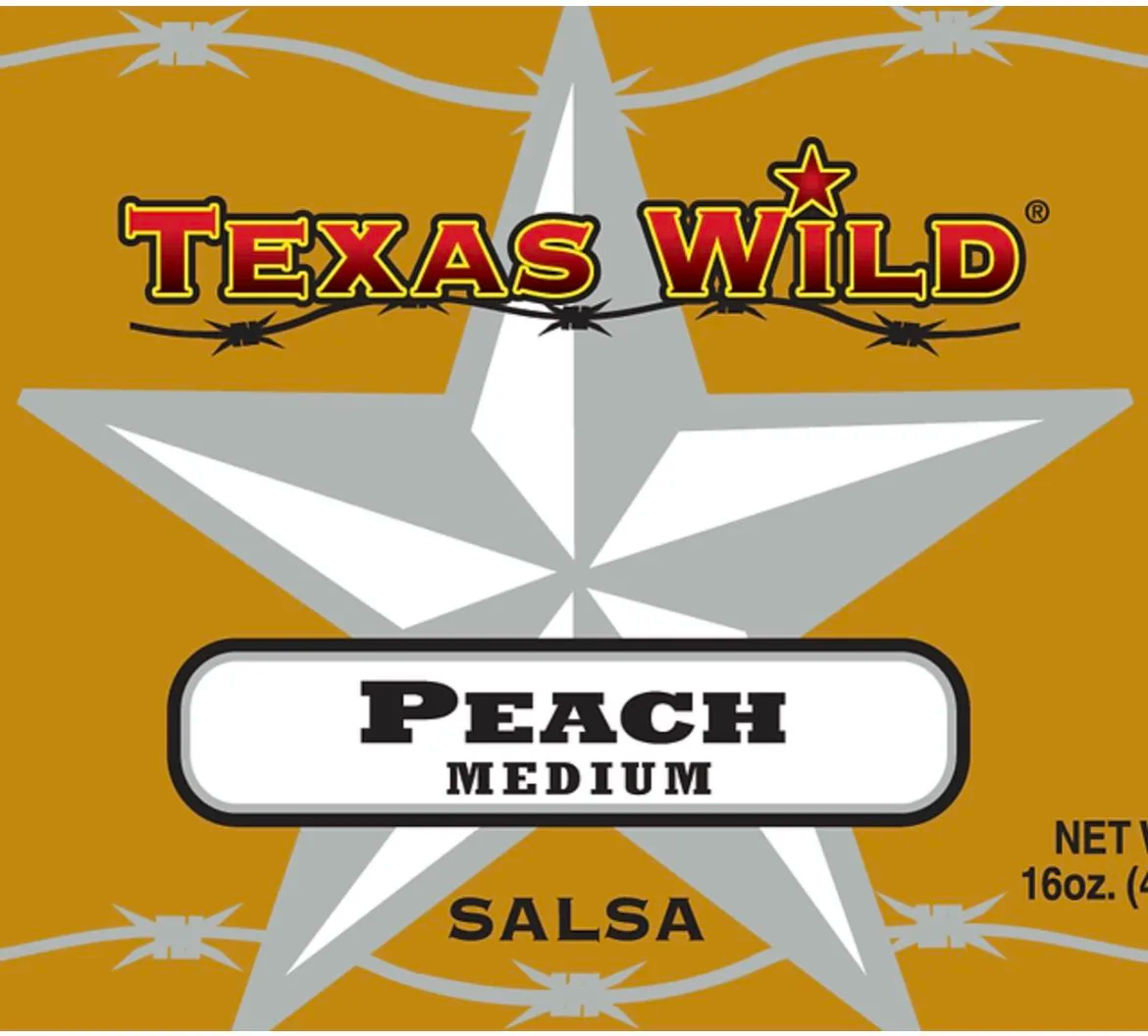 Texas Wild™ original peach salsa.  Made in Texas its a best seller.  Visit the Texas Wild Brand website for USA shipping.