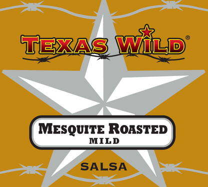 Texas Wild™ Mesquite Roasted salsa product label.  Visit Texas Wild Brand online.