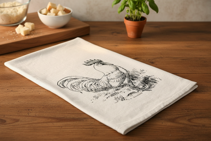 Farmhouse chickens Rooster kitchen tea towels. Great for country farm gifts, kitchen goods and decor. See TexasWildBrand.com for info.